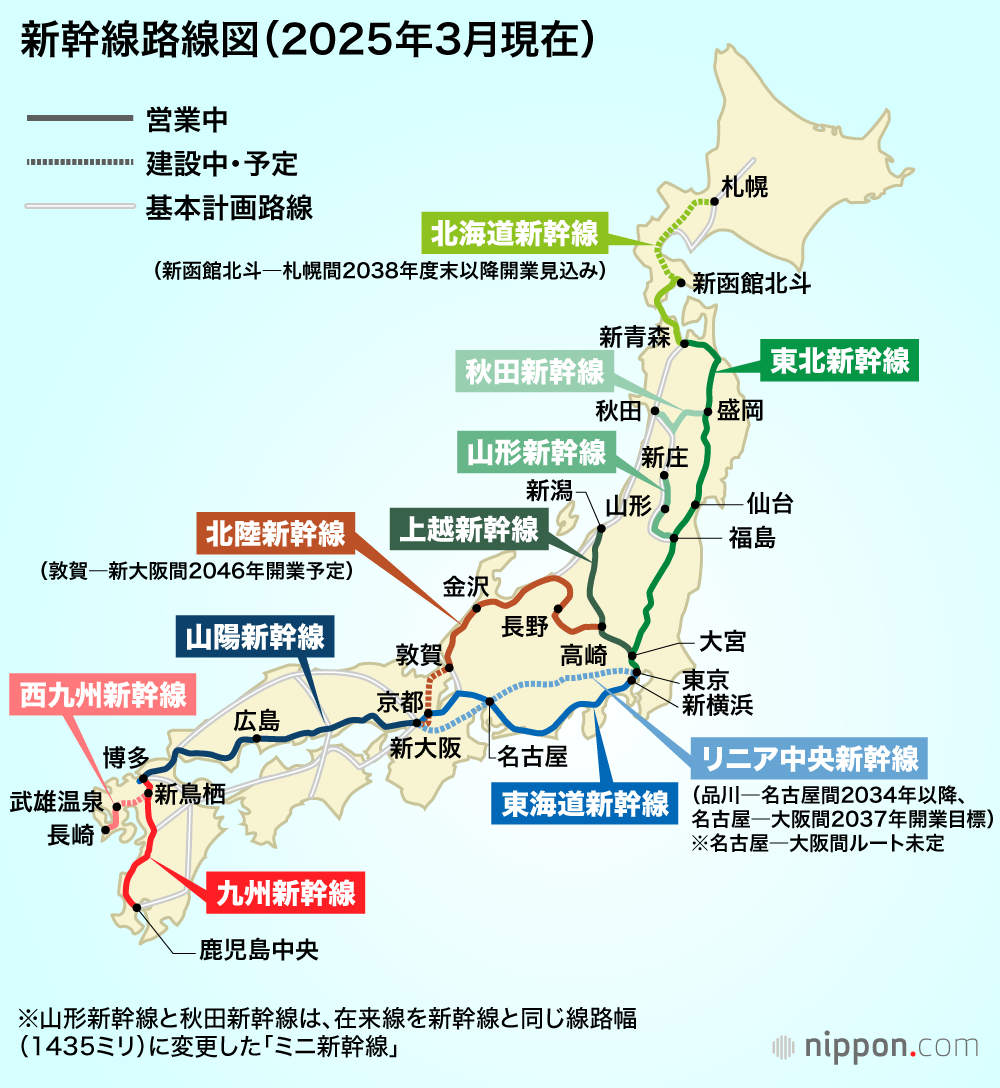 新幹線路線図2025年3月現在