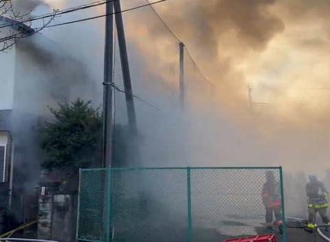 泉区中田南４丁目付近火災